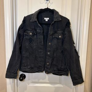 Forever 21 Black distressed jean jacket size medium. Ripped and oversized